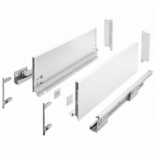 Guide per cassetti Axispro Soft close estrazione totale portata kg.40 con Spondina Bianco C mm.167 varie lunghezze | GTV